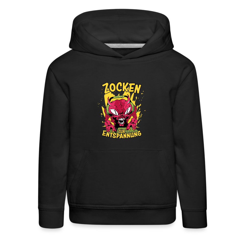 Monster Zocken zur Entspannung Kinder Premium Hoodie - Schwarz