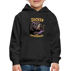 Braunbär Zocken zur Entspannung Kinder Premium Hoodie - Schwarz