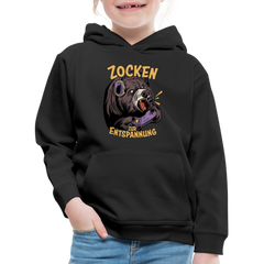 Braunbär Zocken zur Entspannung Kinder Premium Hoodie - Schwarz