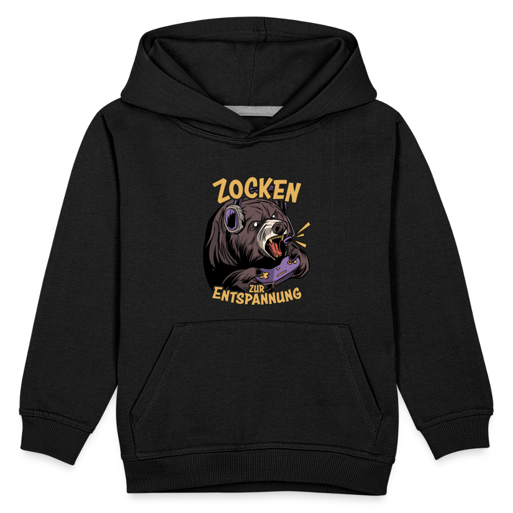 Braunbär Zocken zur Entspannung Kinder Premium Hoodie - Schwarz