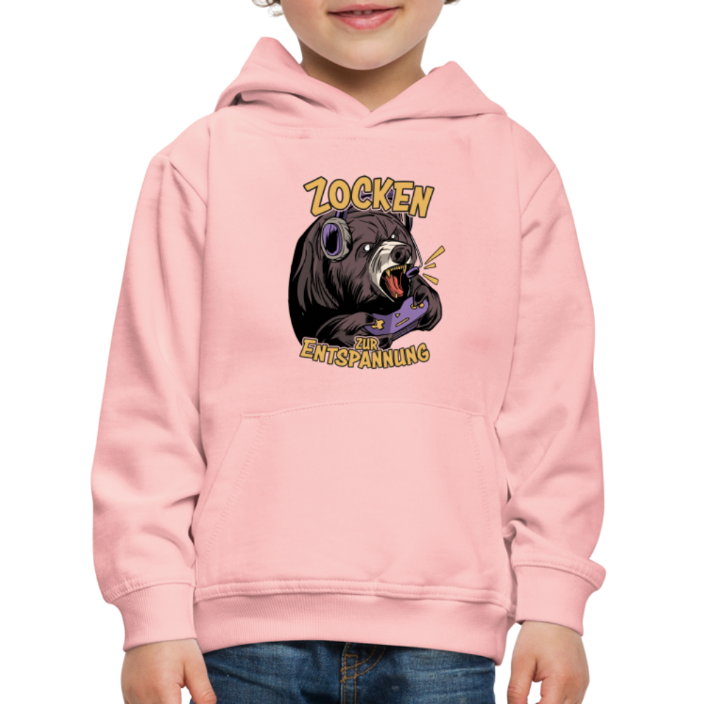 Braunbär Zocken zur Entspannung Kinder Premium Hoodie - Kristallrosa