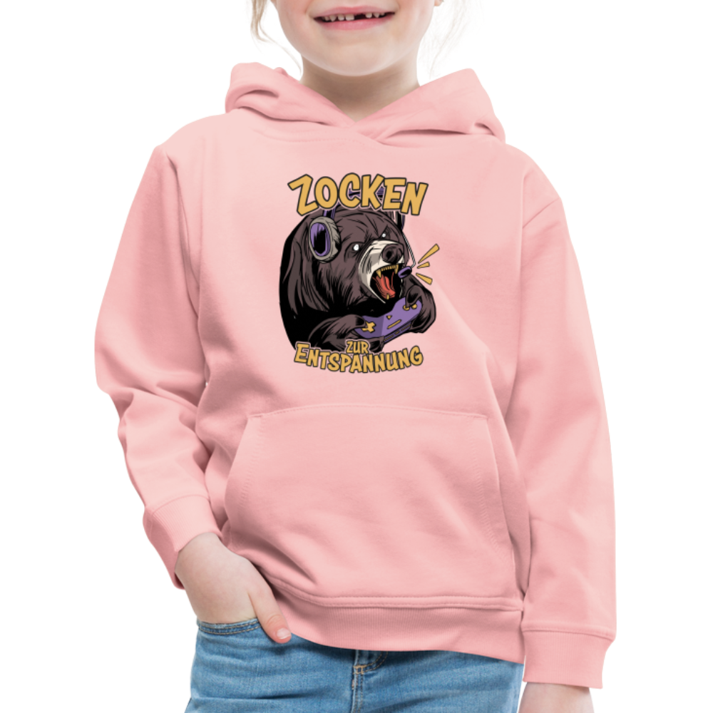 Braunbär Zocken zur Entspannung Kinder Premium Hoodie - Kristallrosa