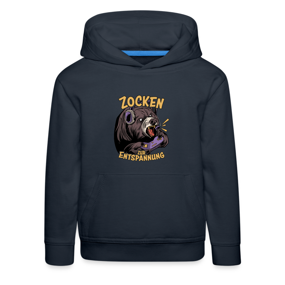 Braunbär Zocken zur Entspannung Kinder Premium Hoodie - Navy