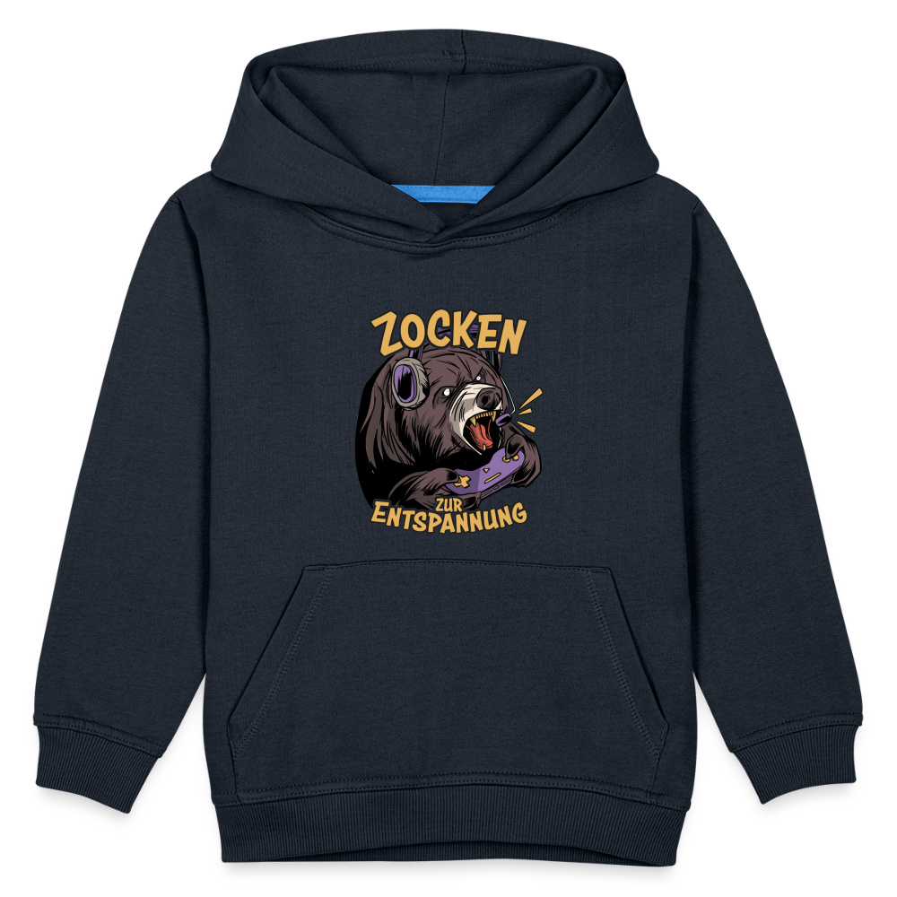 Braunbär Zocken zur Entspannung Kinder Premium Hoodie - Navy