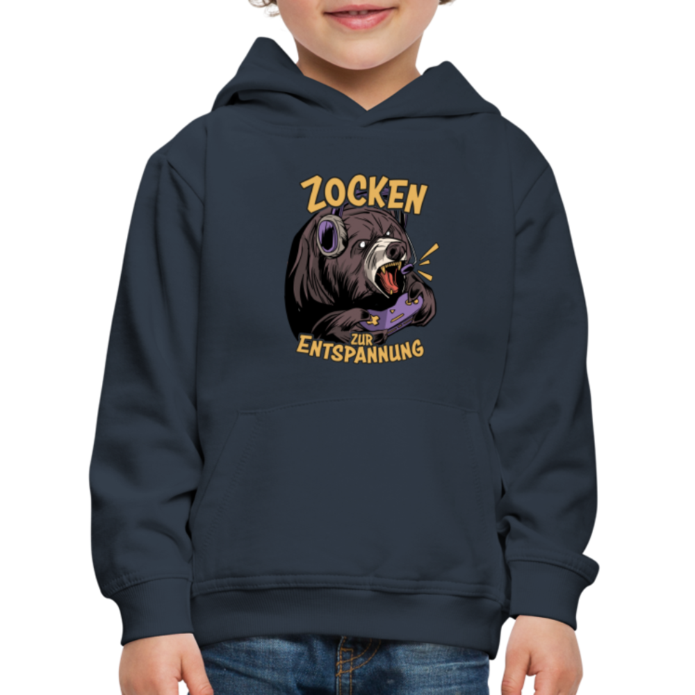 Braunbär Zocken zur Entspannung Kinder Premium Hoodie - Navy