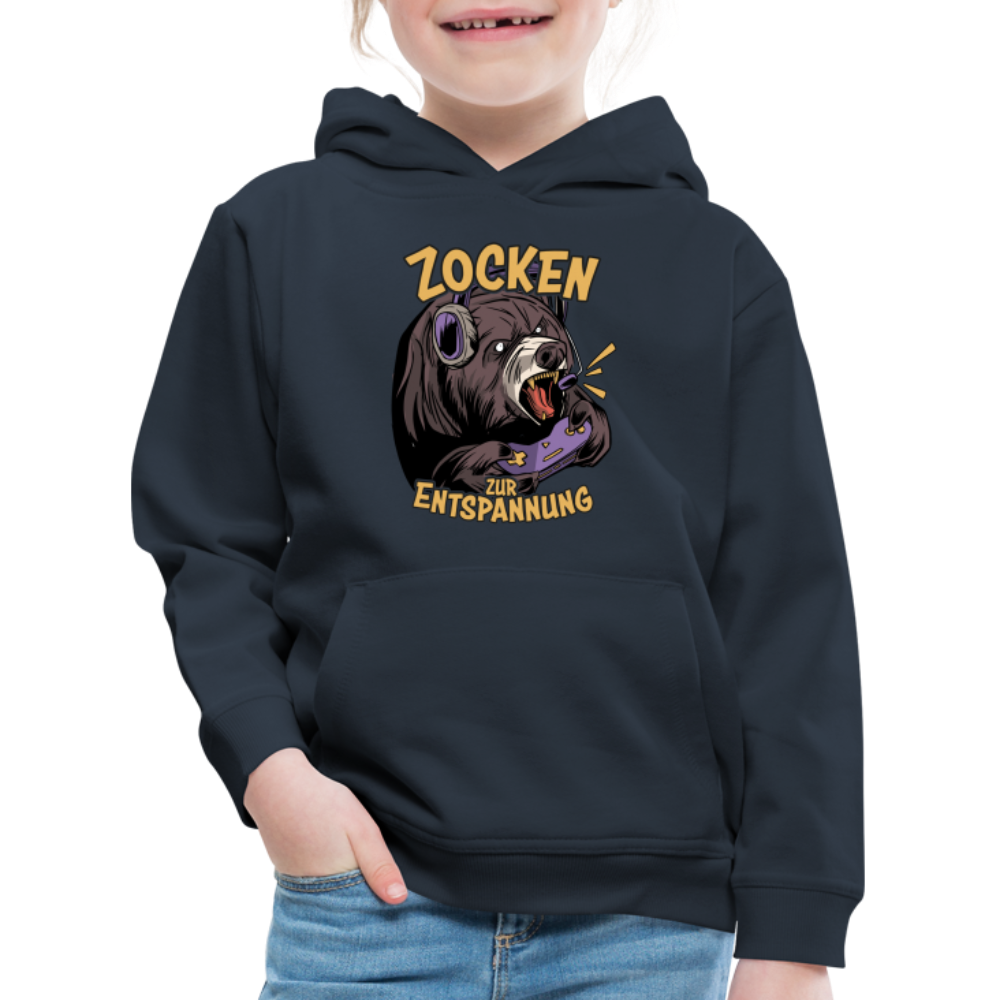 Braunbär Zocken zur Entspannung Kinder Premium Hoodie - Navy