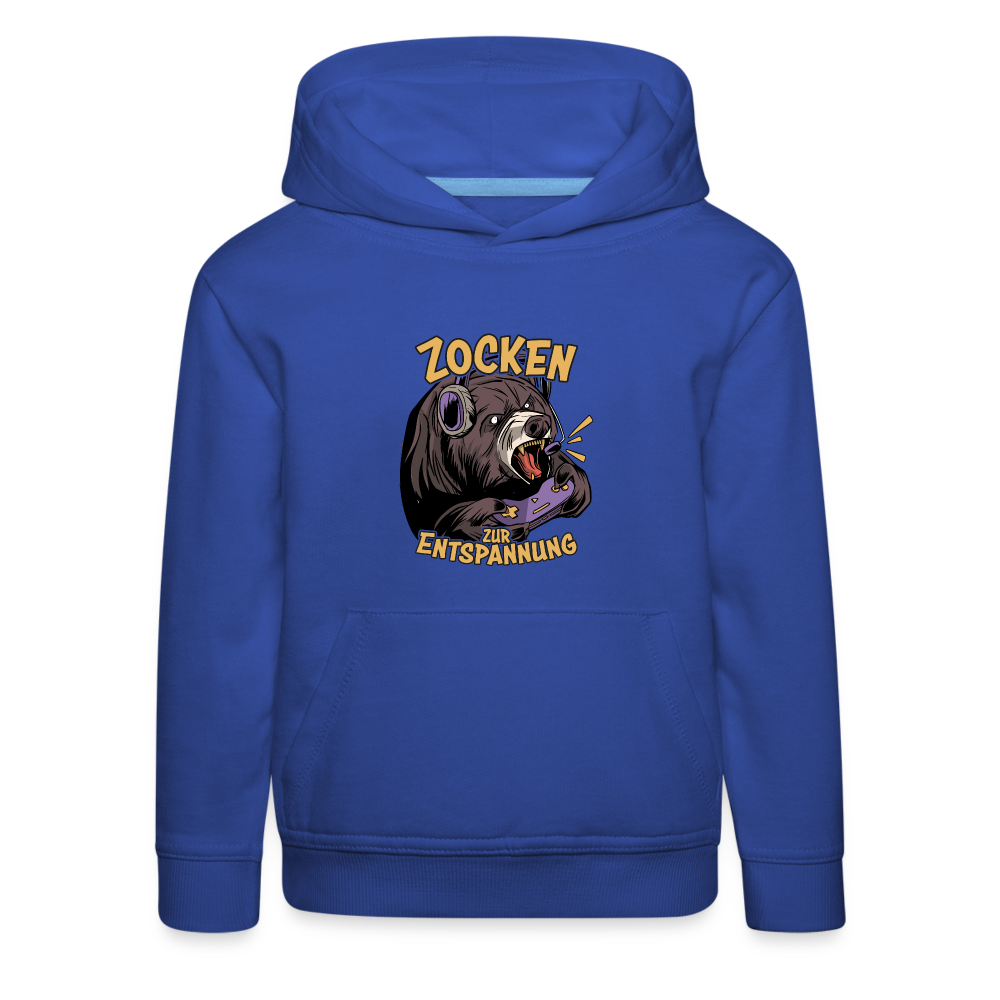 Braunbär Zocken zur Entspannung Kinder Premium Hoodie - Royalblau