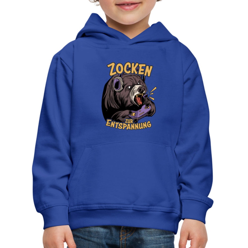 Braunbär Zocken zur Entspannung Kinder Premium Hoodie - Royalblau