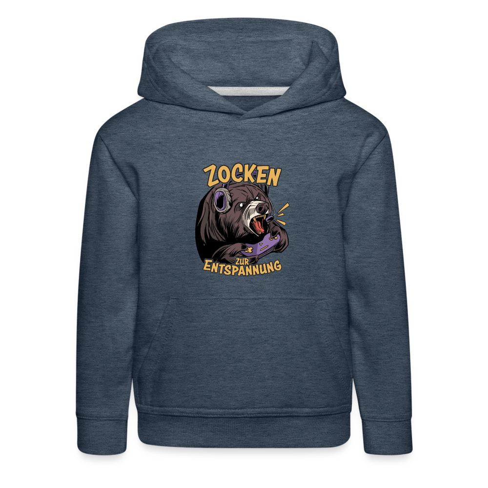 Braunbär Zocken zur Entspannung Kinder Premium Hoodie - Jeansblau