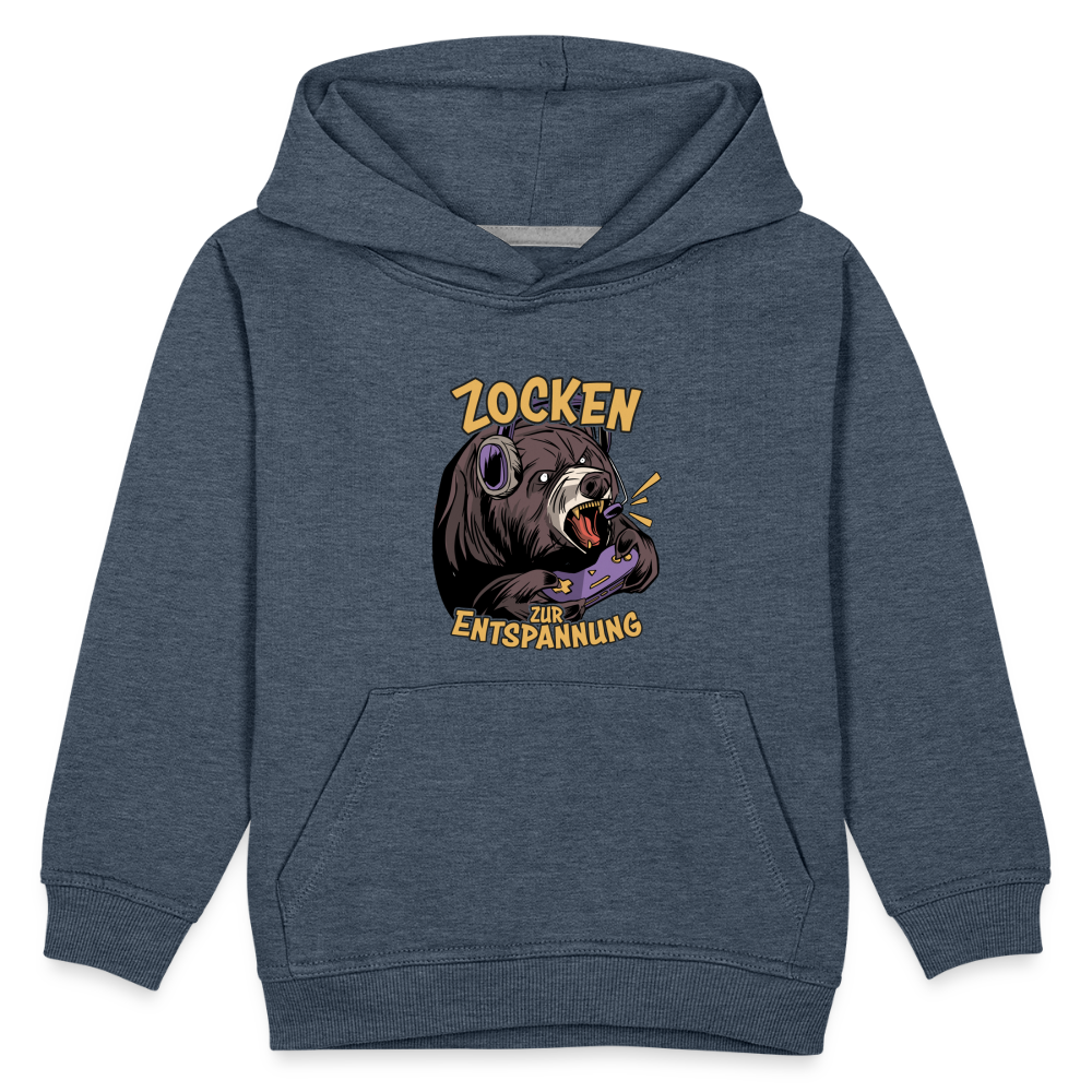 Braunbär Zocken zur Entspannung Kinder Premium Hoodie - Jeansblau