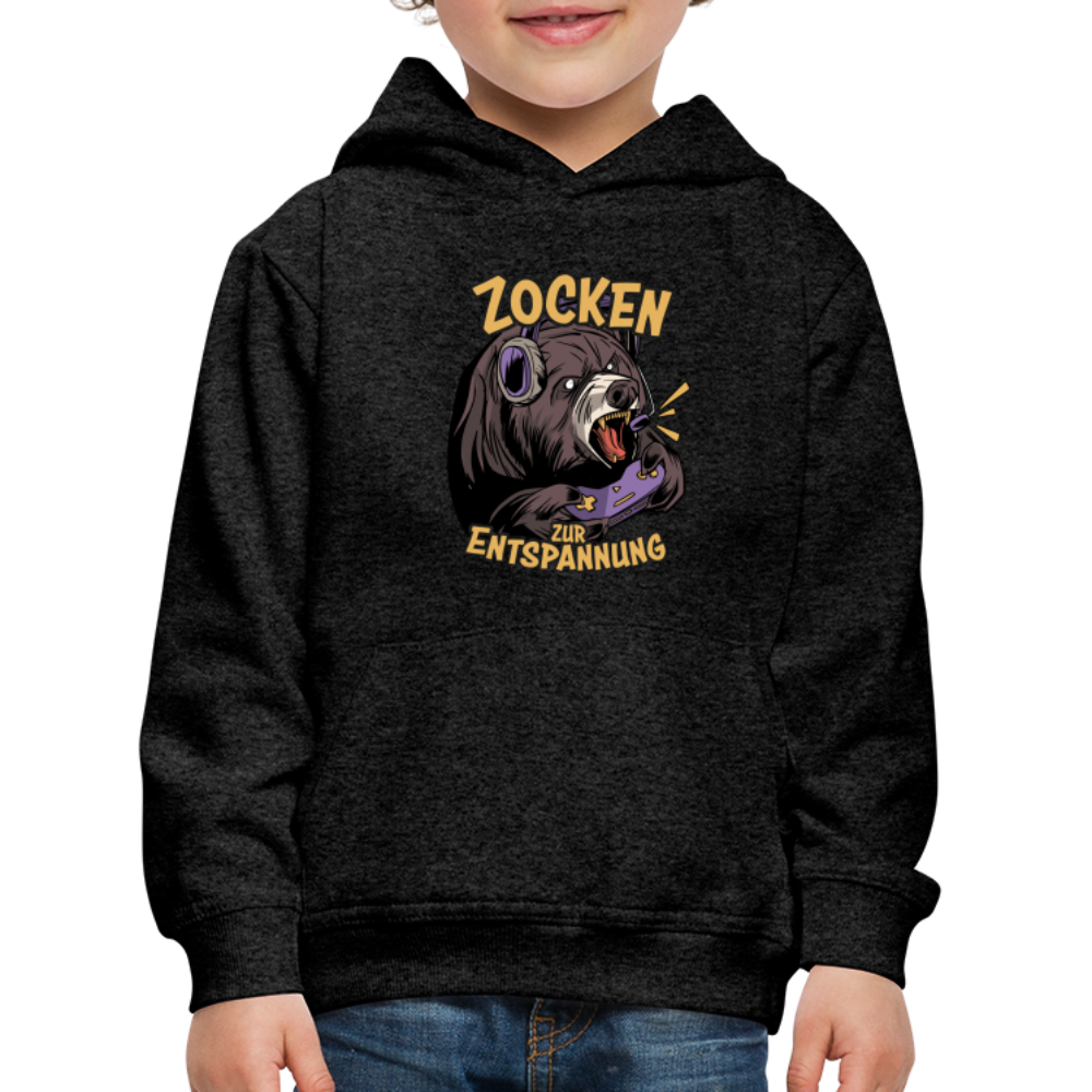 Braunbär Zocken zur Entspannung Kinder Premium Hoodie - Anthrazit