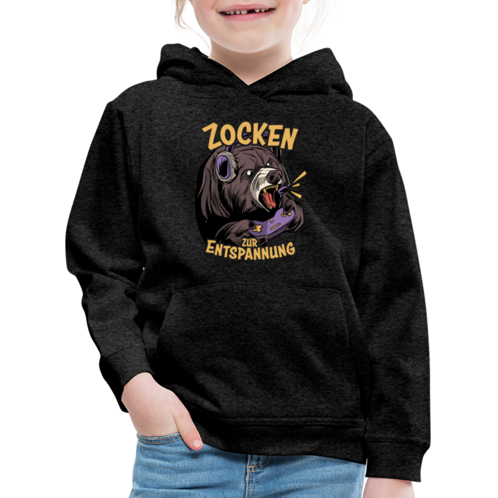 Braunbär Zocken zur Entspannung Kinder Premium Hoodie - Anthrazit