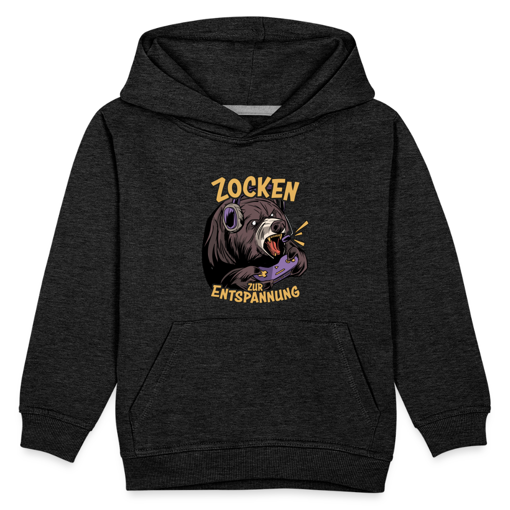 Braunbär Zocken zur Entspannung Kinder Premium Hoodie - Anthrazit