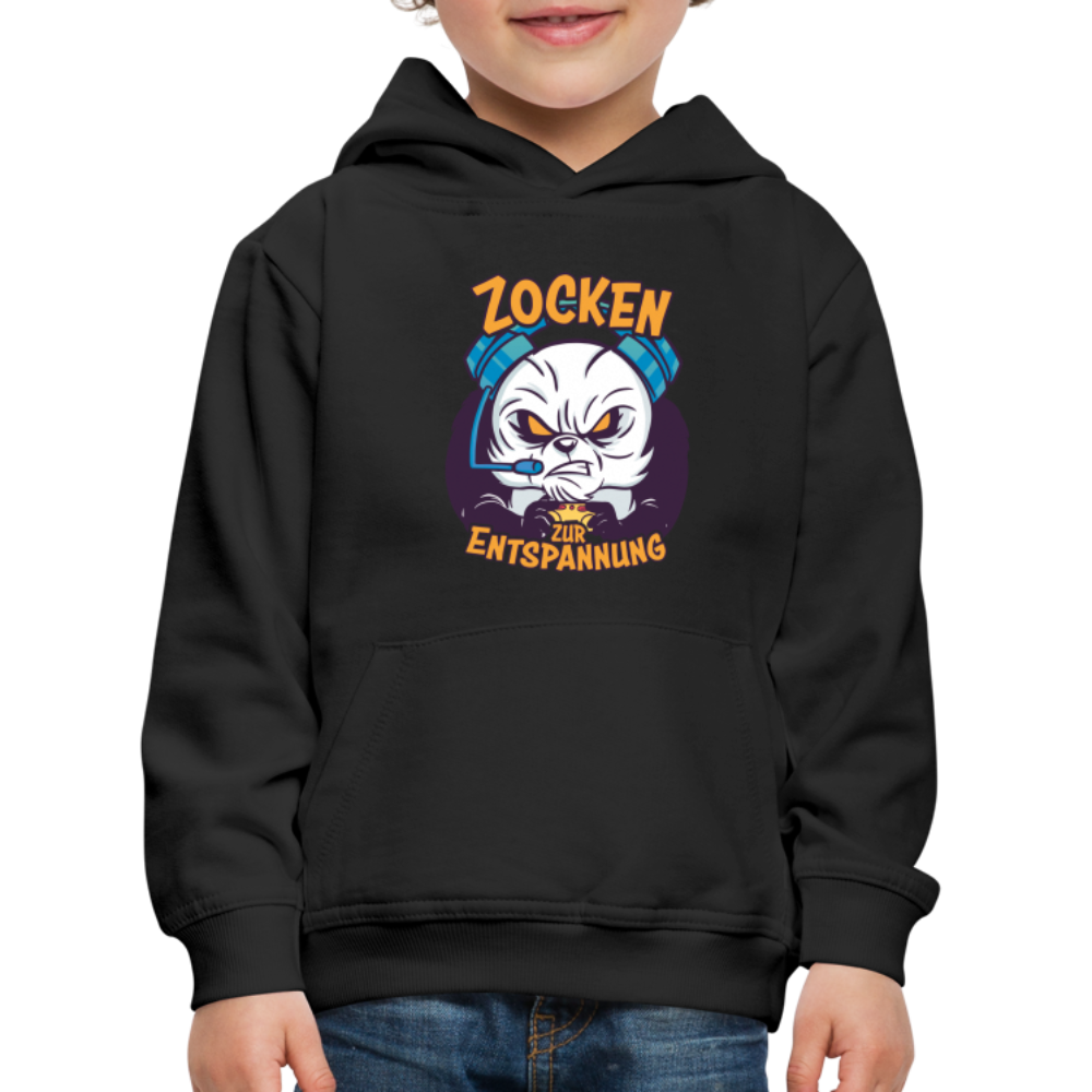 Panda Zocken zur Entspannung Kinder Premium Hoodie - Schwarz