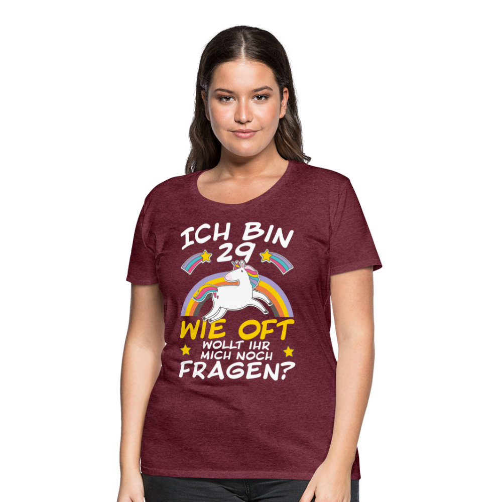 29 Einhorn | Frauen Premium T-Shirt - Bordeauxrot meliert