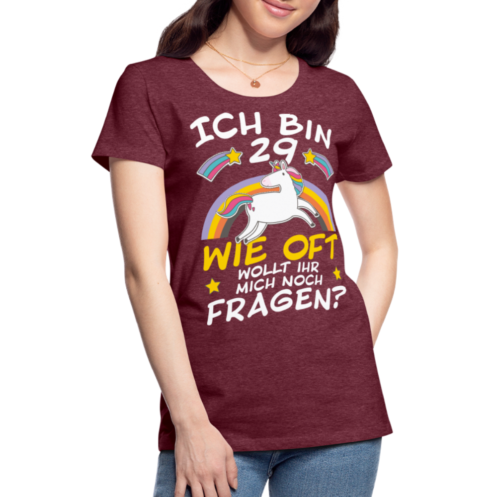 29 Einhorn | Frauen Premium T-Shirt - Bordeauxrot meliert