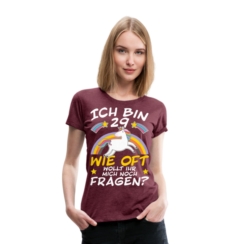 29 Einhorn | Frauen Premium T-Shirt - Bordeauxrot meliert