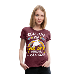 29 Einhorn | Frauen Premium T-Shirt - Bordeauxrot meliert