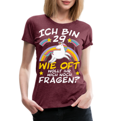 29 Einhorn | Frauen Premium T-Shirt - Bordeauxrot meliert