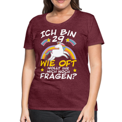 29 Einhorn | Frauen Premium T-Shirt - Bordeauxrot meliert
