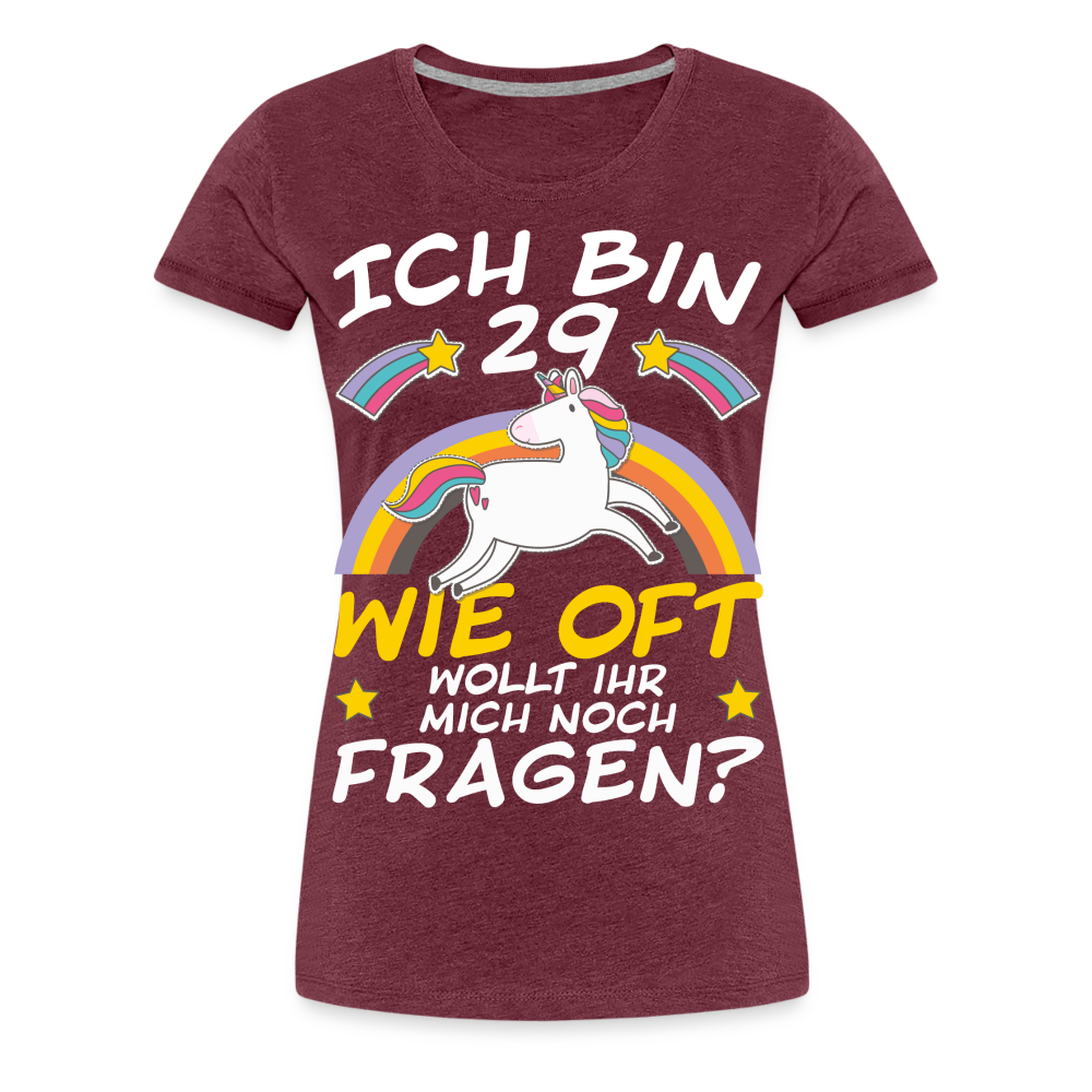 29 Einhorn | Frauen Premium T-Shirt - Bordeauxrot meliert