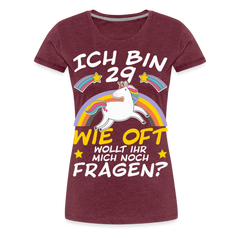 29 Einhorn | Frauen Premium T-Shirt - Bordeauxrot meliert