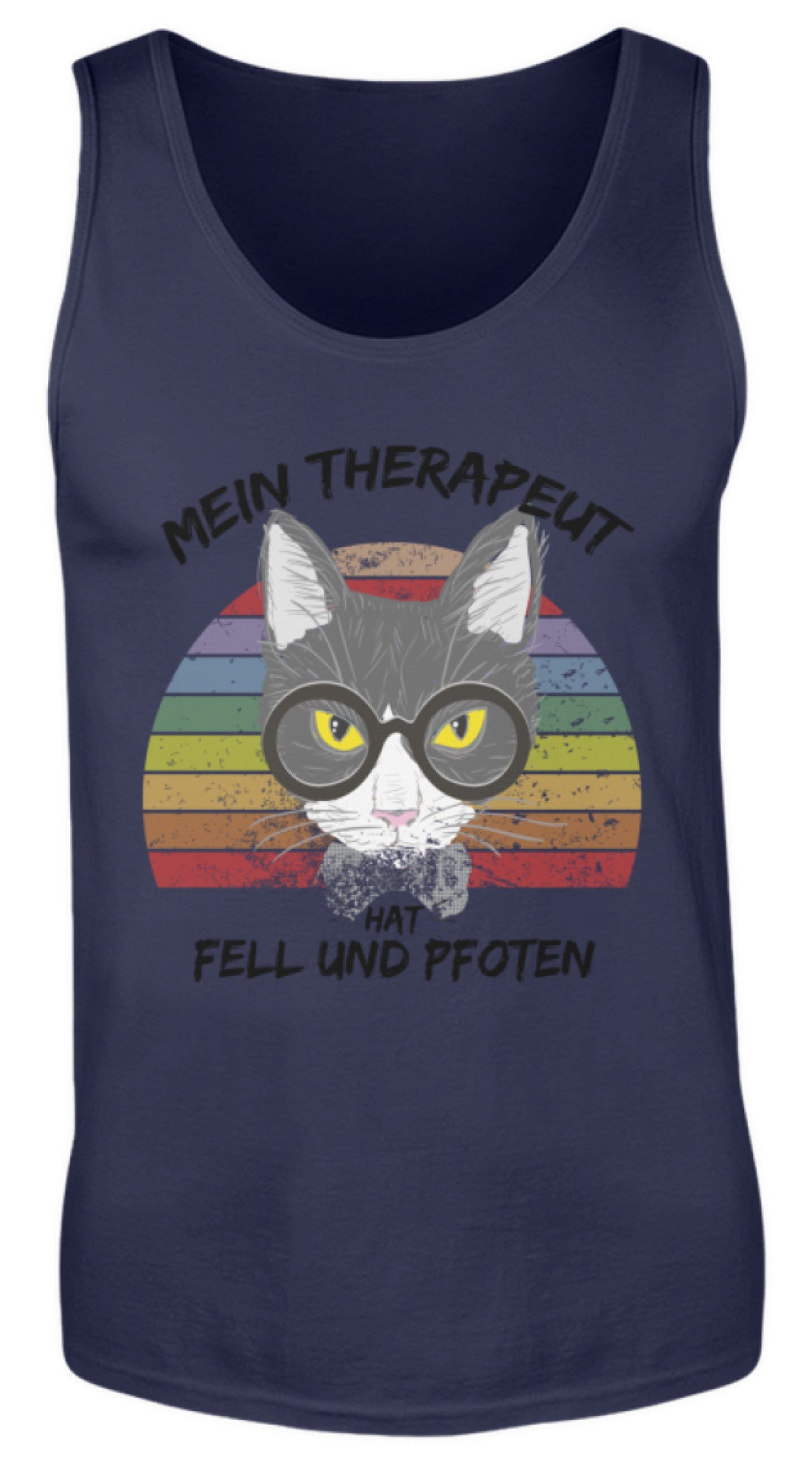 Zeigt katzen therapeut lustiger spruch herren tanktop in Farbe White