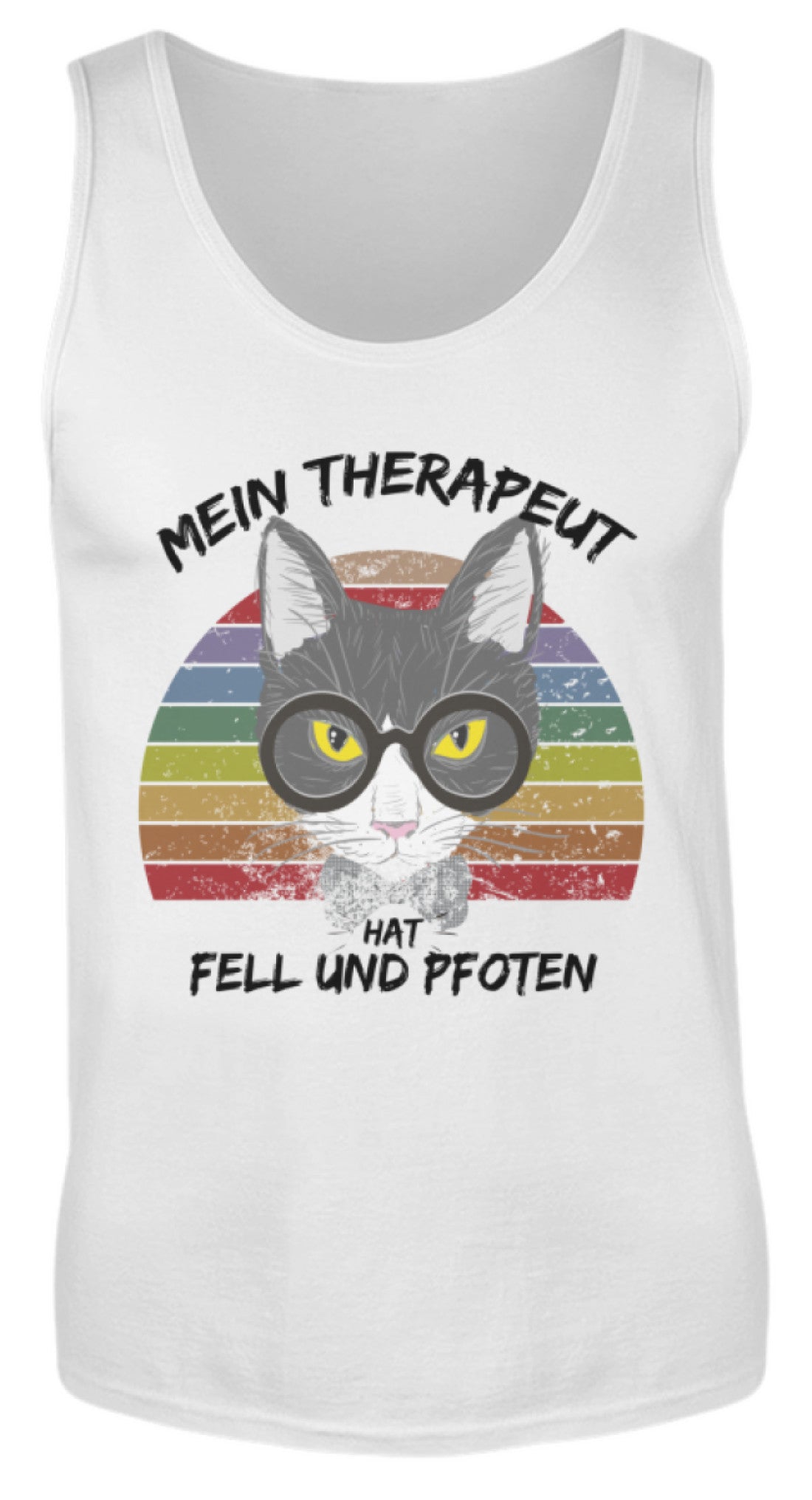 Katzen Therapeut | Lustiger Spruch | Herren Tank Top in White in Größe S