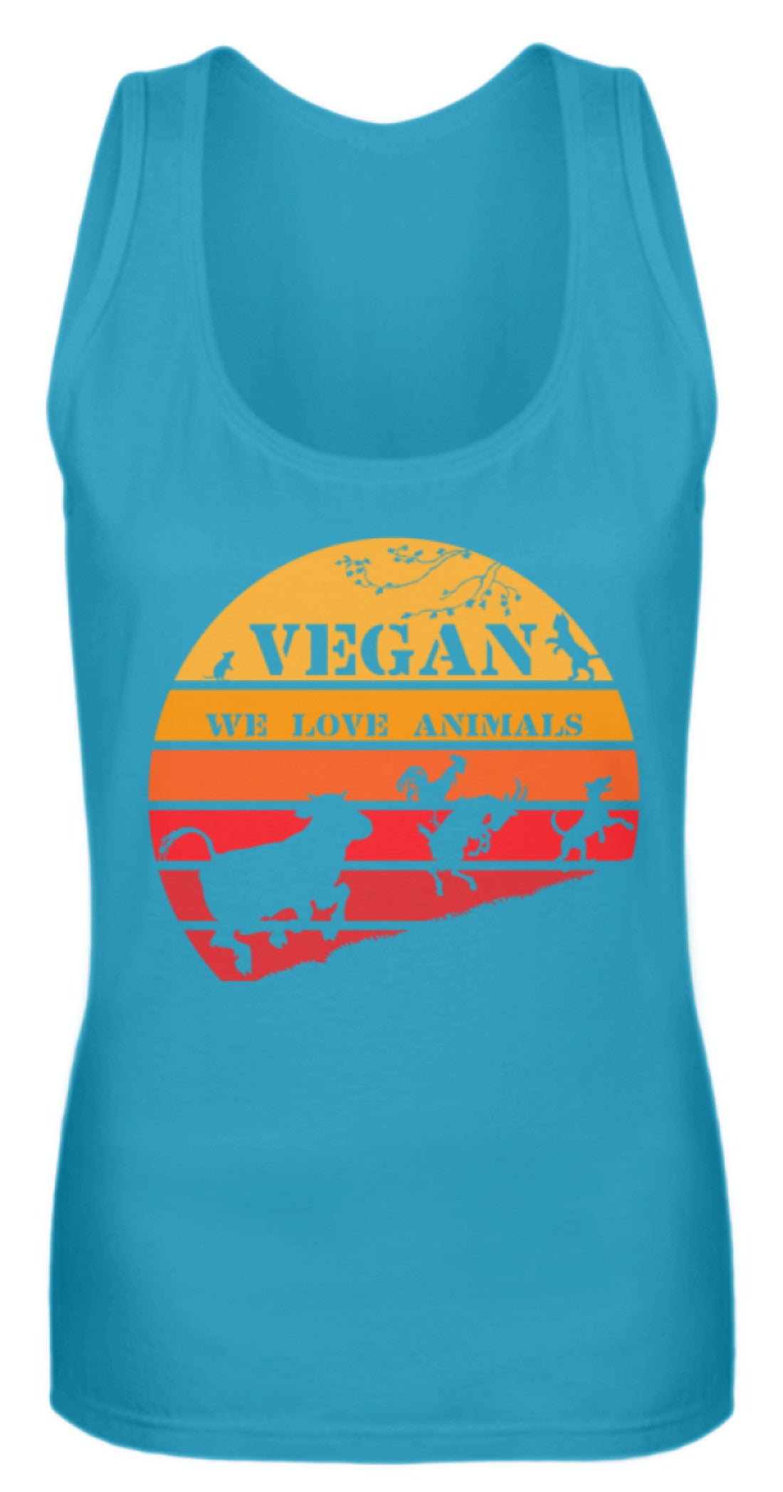 Zeigt vegan vintage sonne schones retro motiv fur veganer frauen tanktop in Farbe Pinky