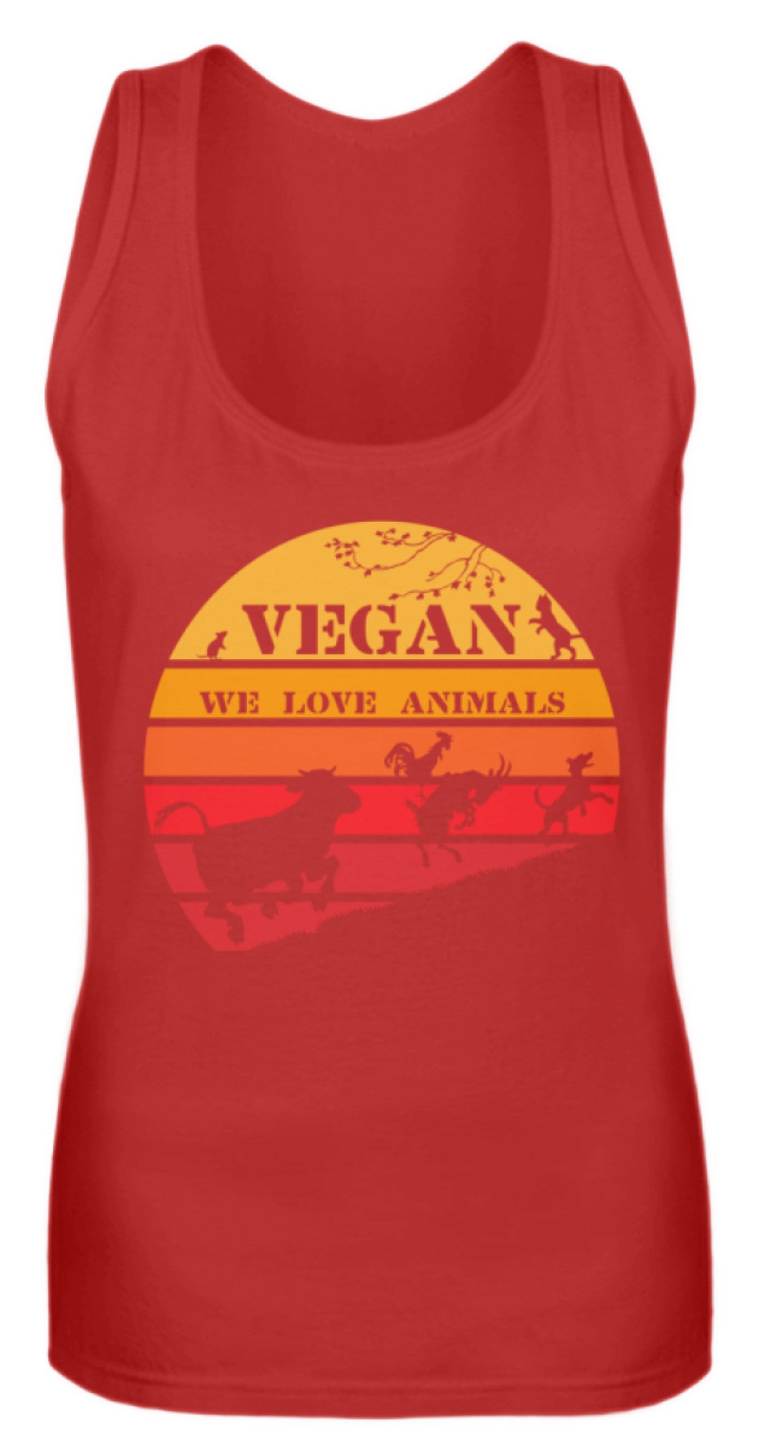 Zeigt vegan vintage sonne schones retro motiv fur veganer frauen tanktop in Farbe Pinky