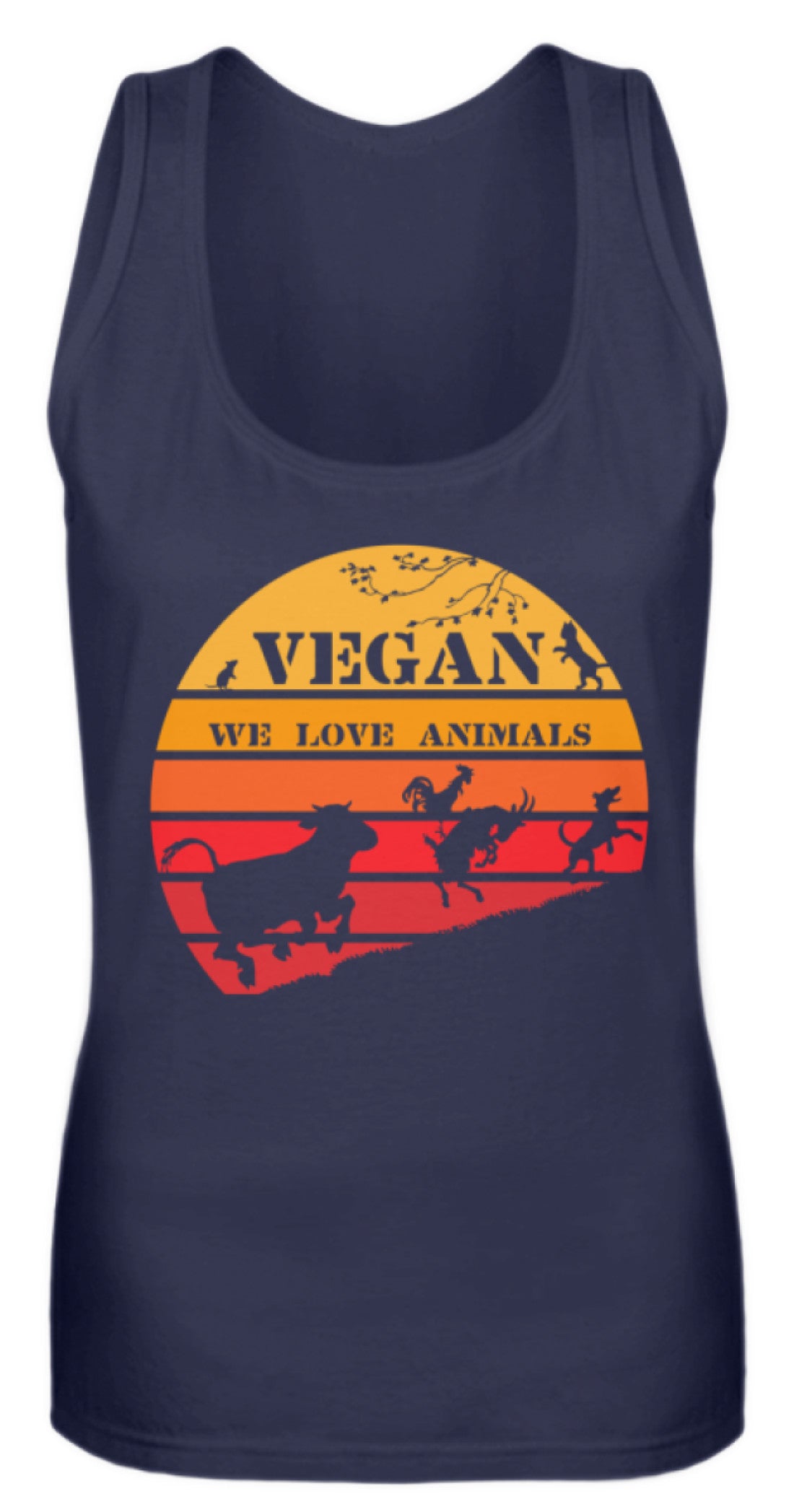 Zeigt vegan vintage sonne schones retro motiv fur veganer frauen tanktop in Farbe Purple