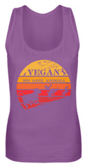 Zeigt vegan vintage sonne schones retro motiv fur veganer frauen tanktop in Farbe White