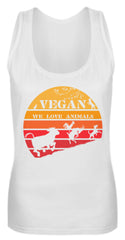 Vegan Vintage Sonne | Schönes Retro Motiv für Veganer | Frauen Tank Top in White in Größe S