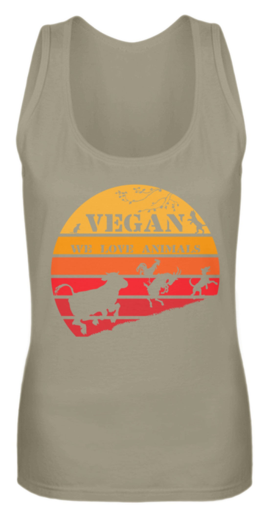 Zeigt vegan vintage sonne schones retro motiv fur veganer frauen tanktop in Farbe Purple