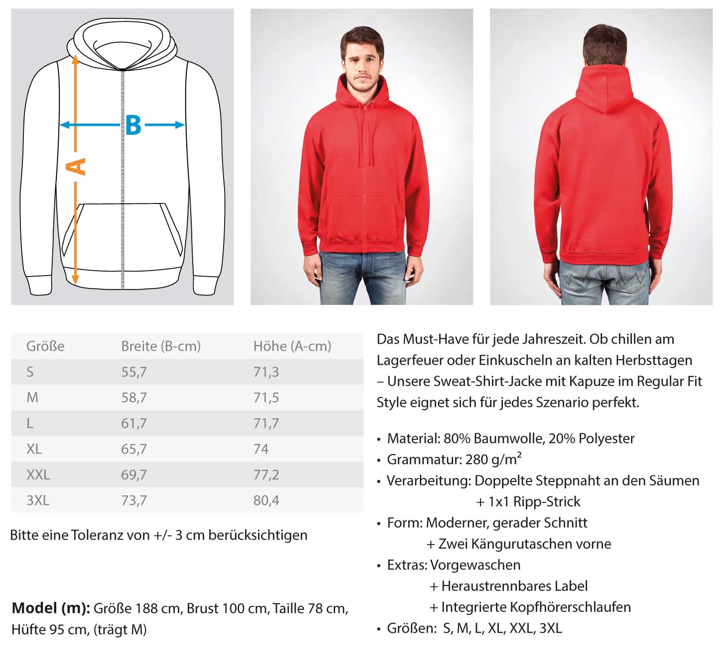 Zeigt ratzilla lustiges farbratten monster zip hoodie in Farbe Black
