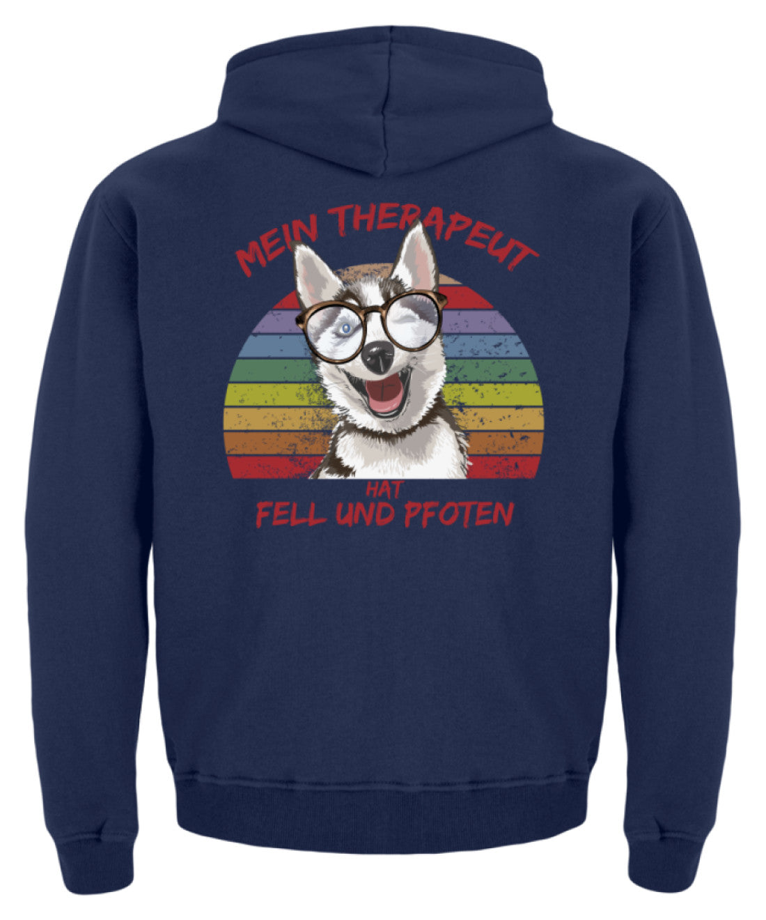 Vintage Husky Therapeut Spruch | Kinder Hoodie in Jet Black in Größe 3/4 (98/104)