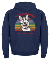 Vintage Husky Therapeut Spruch | Kinder Hoodie in Jet Black in Größe 3/4 (98/104)