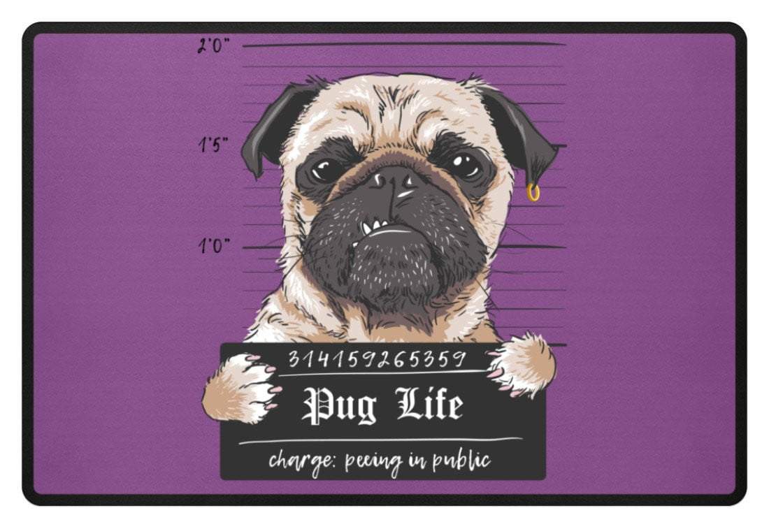Zeigt krimineller mops lustiger hund schones geschenk fur alle mops besitzer pug life fussmatte in Farbe Lila