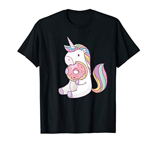 Lustiges Einhorn mit Donut | Unicorn | Regenbogen Geschenk T-Shirt in Default Title in Größe 