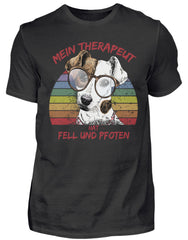 Süßer Foxterrier | Lustiger Spruch | Mein Therapeut hat Fell und Pfoten | Herren T-Shirt in White in Größe S