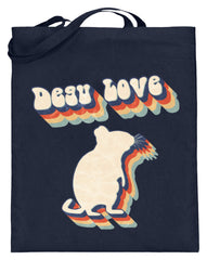Degu Love | Vintage & Retro | Geschenk für Besitzer von Degus | Jutebeutel in Blau in Größe 38cm-42cm
