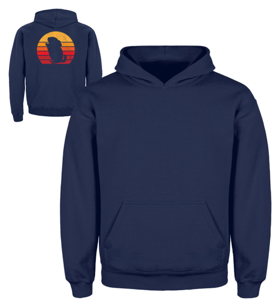 Zeigt vintage chinchilla sonnenuntergang kinder hoodie in Farbe Jet Black