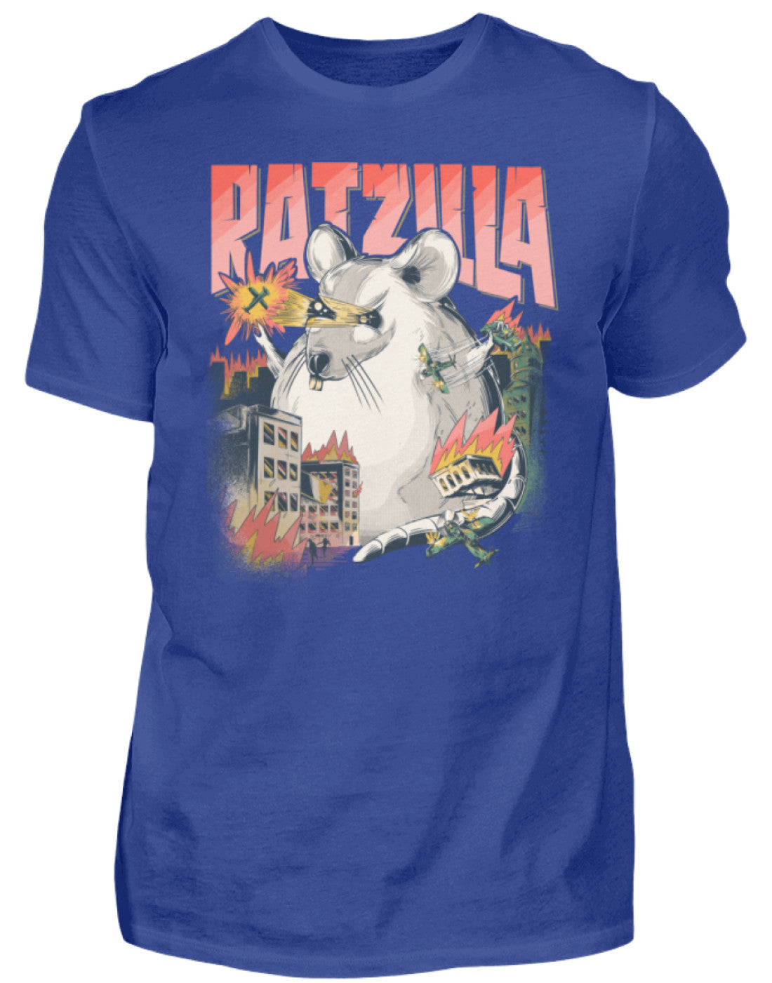 Zeigt ratzilla lustiges ratten monster herren shirt in Farbe Black