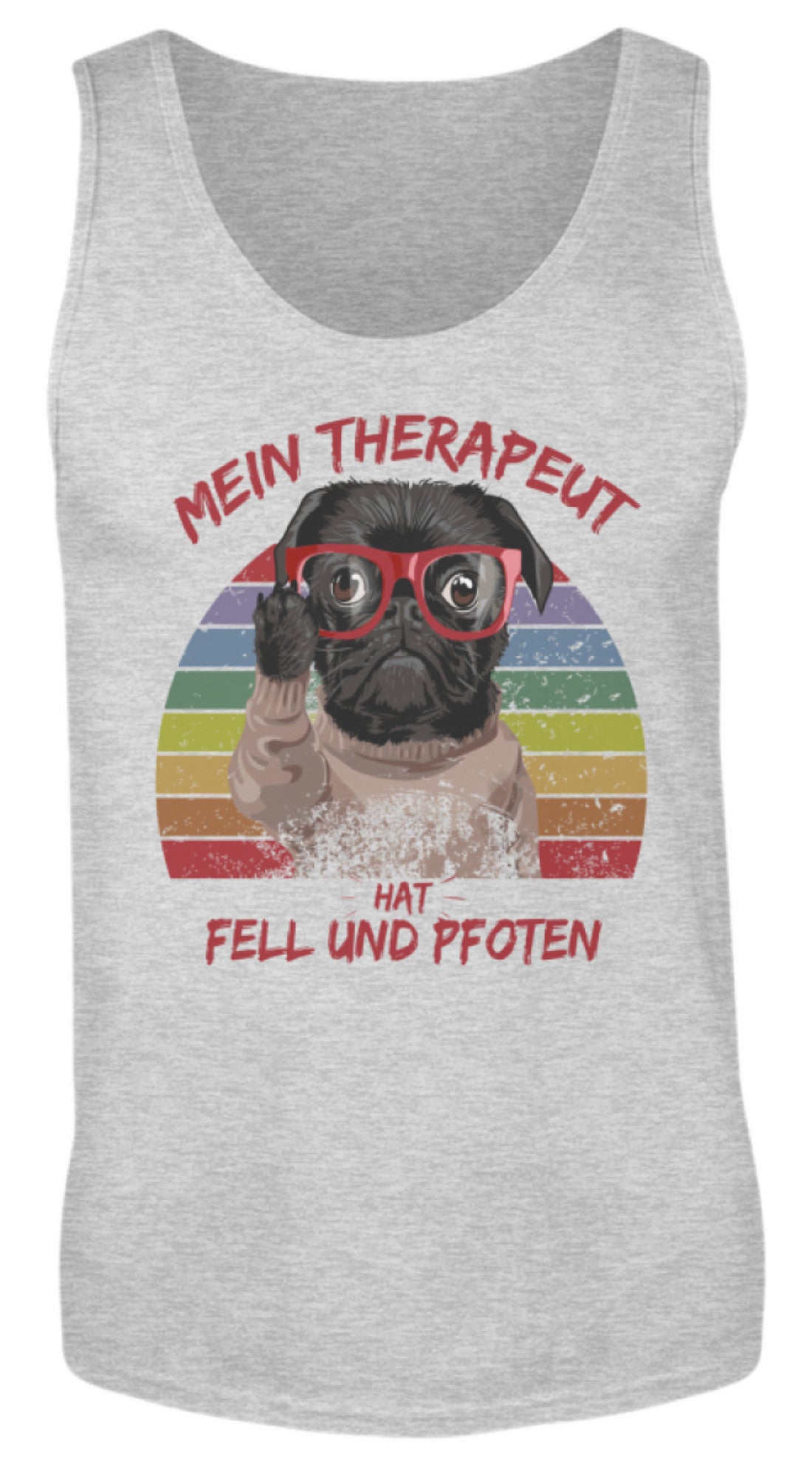 Zeigt susser mops cooler spruch mein therapeut hat fell und pfoten retro herren tanktop in Farbe White