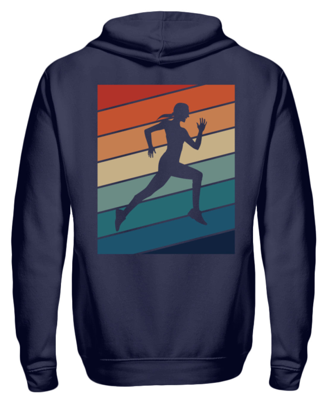 Zeigt vintage runner retro stripes woman zip hoodie in Farbe Schwarz