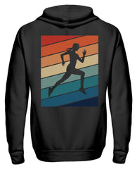Vintage Läuferin | Retro Marathon | Zipper Hoodie in Schwarz in Größe S