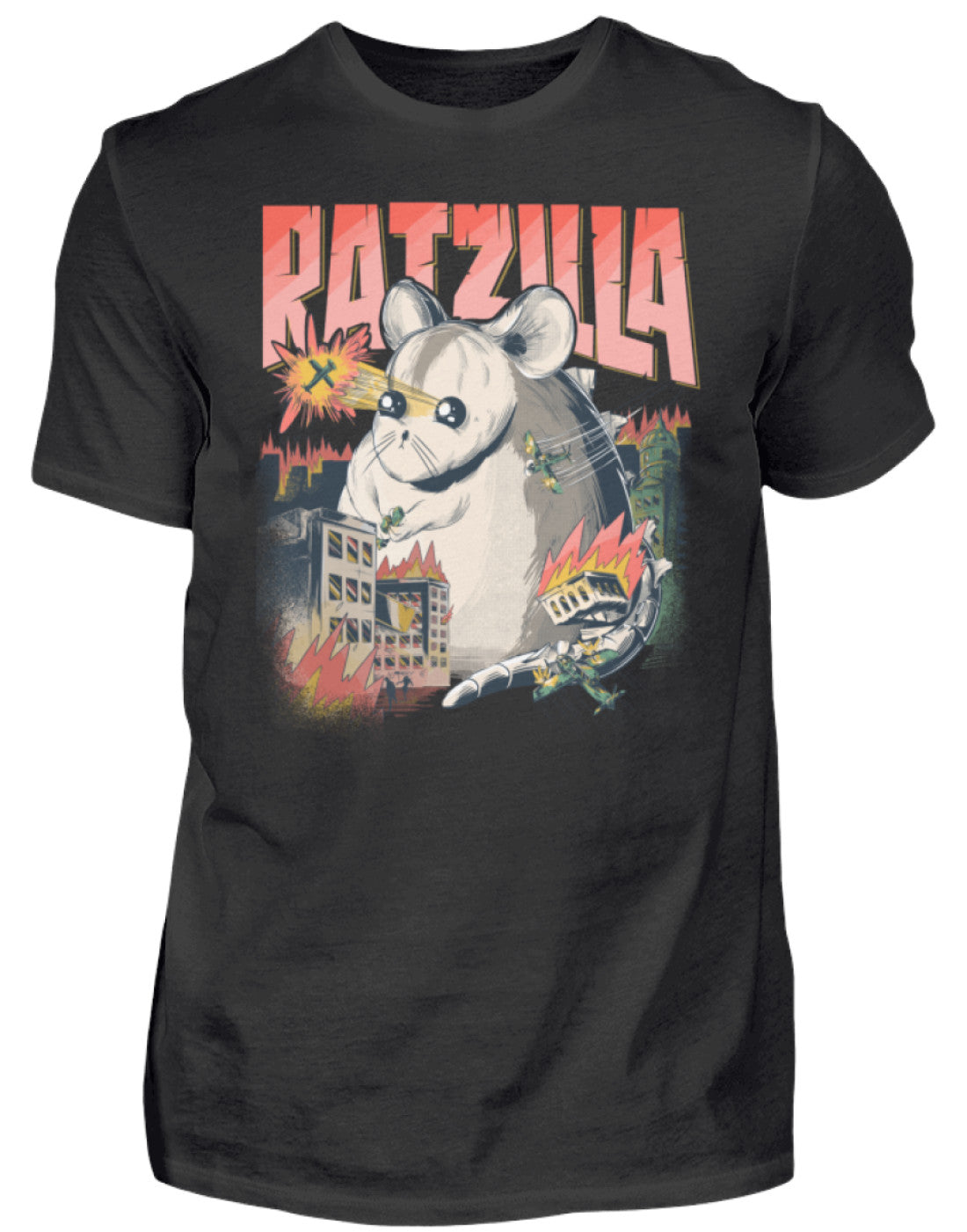 RATZILLA | Lustiges Farbratten-Monster | Herren Shirt in Black in Größe S