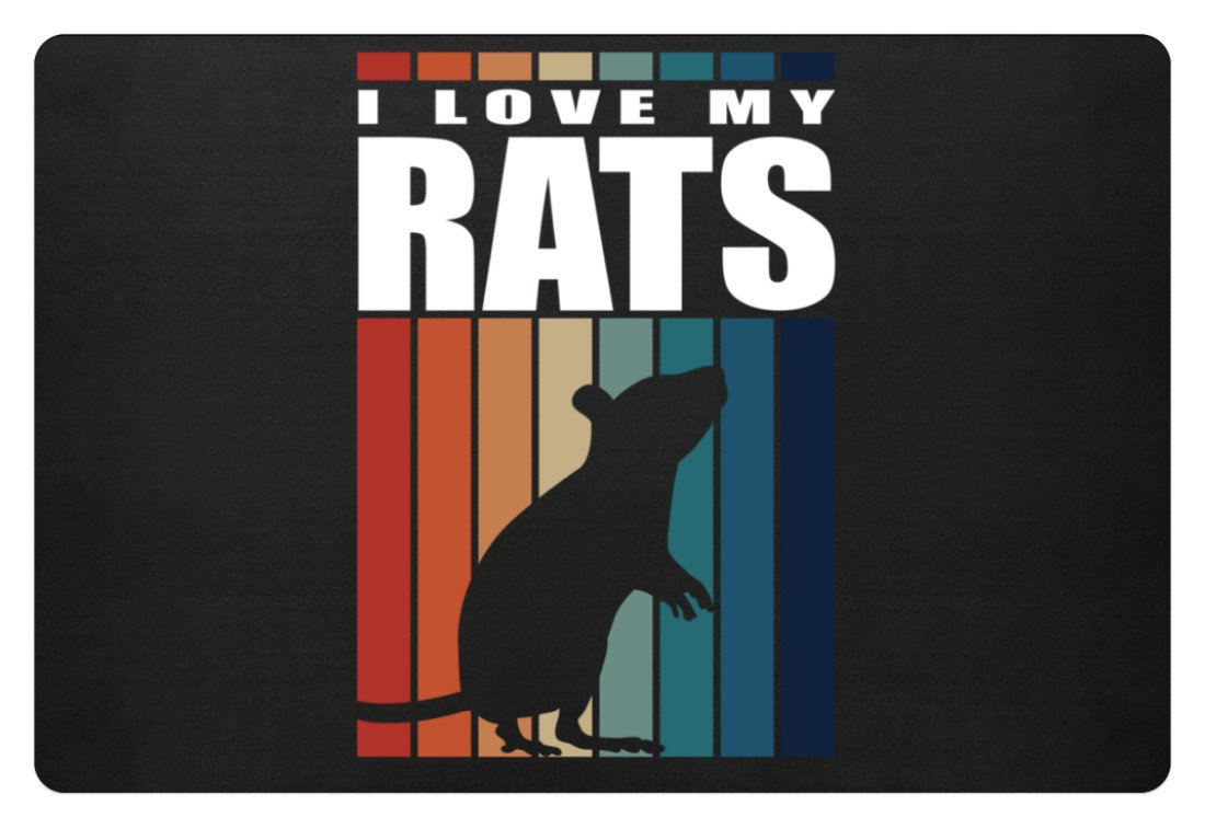 Farbratte | Ich liebe meine Ratten | Fußmatte in Dunkelgrün in Größe 60x40cm