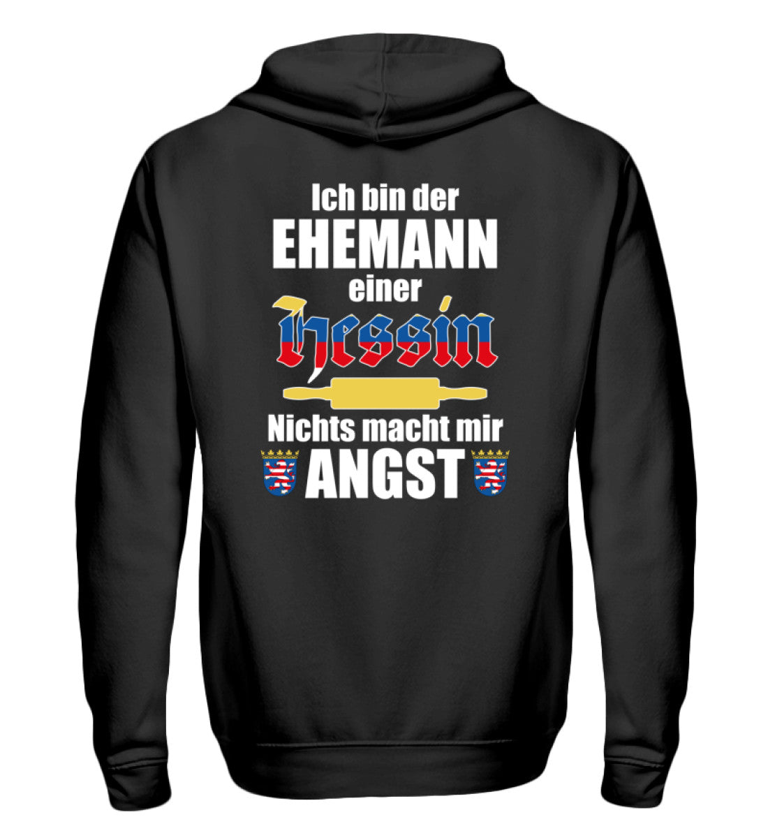 Lustiger Spruch Ehemann Hessin | Zipper Hoodie in Black in Größe S