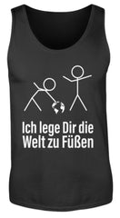 Ich lege Dir die Welt zu Füßen Spruch | Herren Tank Top in Black in Größe S